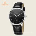 Montre à quartz date homme avec bracelet en cuir noir 72271